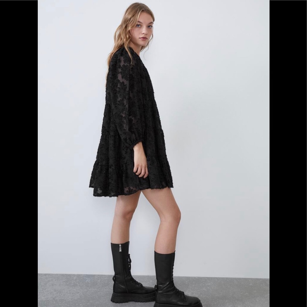 Zara Voluminous Textured Mini Dress